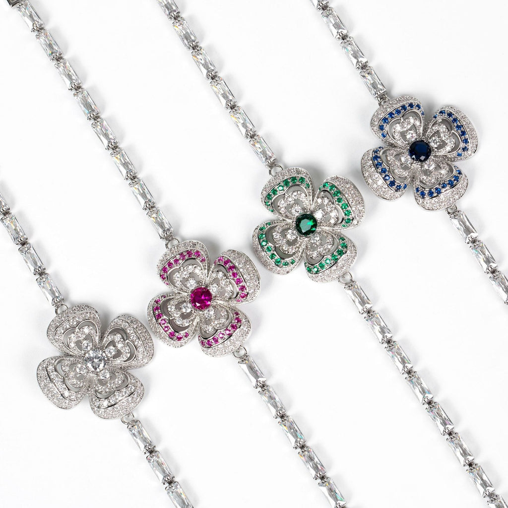 S925 Silver Openwork Four-Leaf Clover Bracelet
