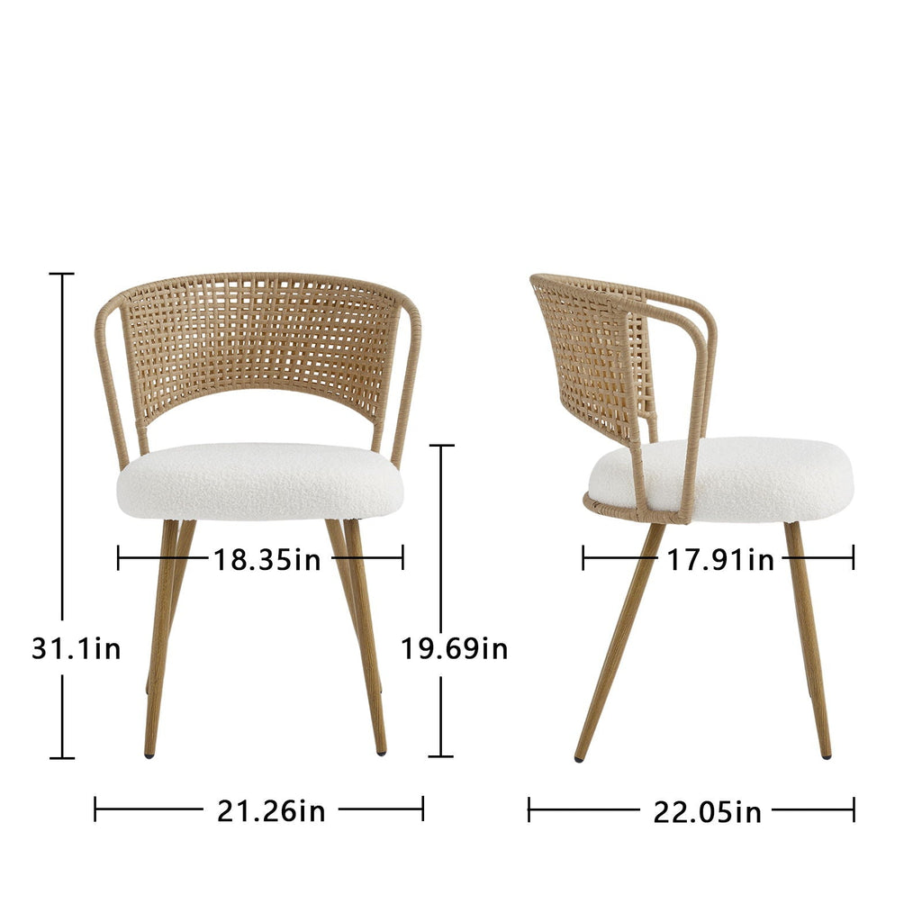 Dining Chairs With Wing Back Design For Kitchen (Set of 2) - Beige / Brown