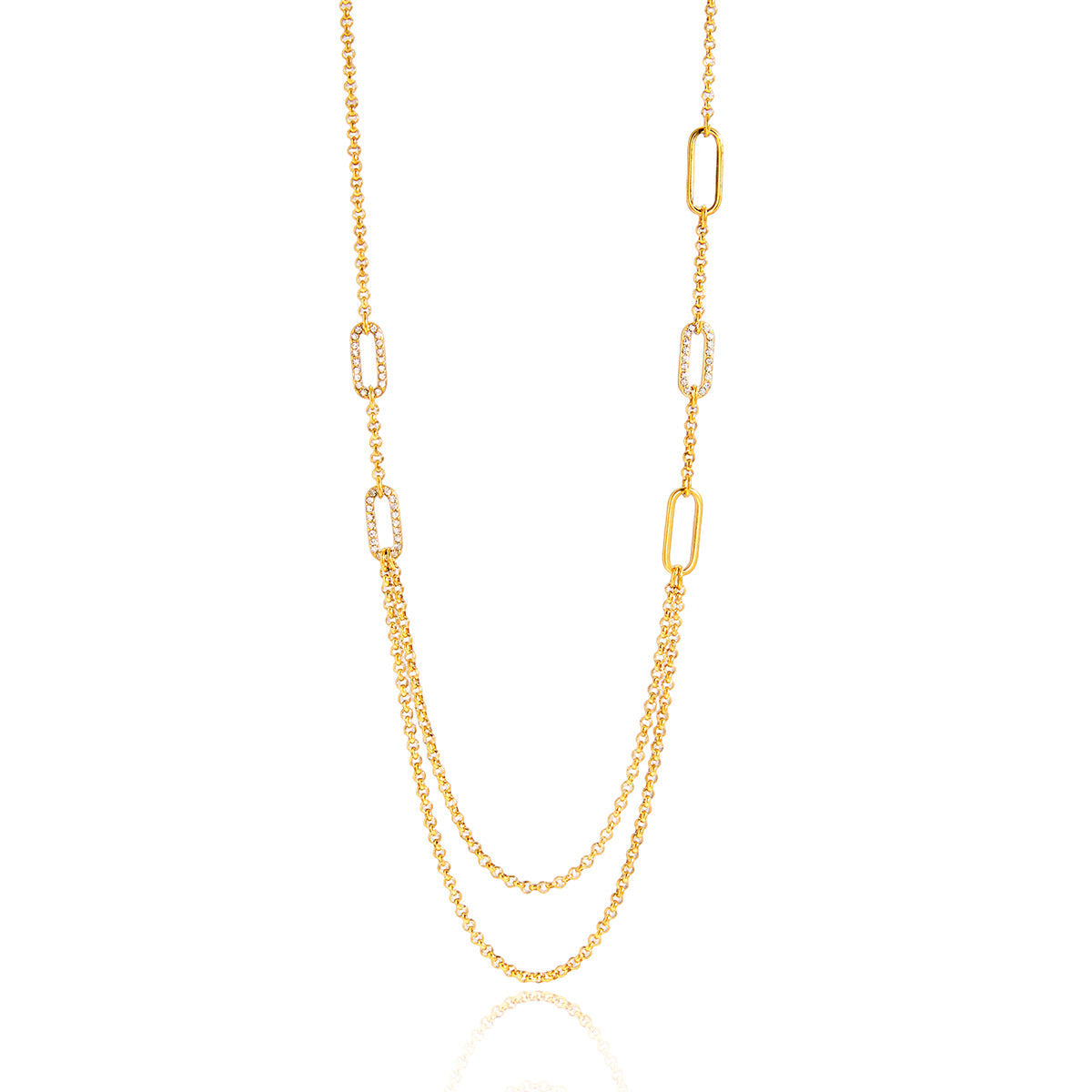 Layered Stainless Steel Zircon Necklace