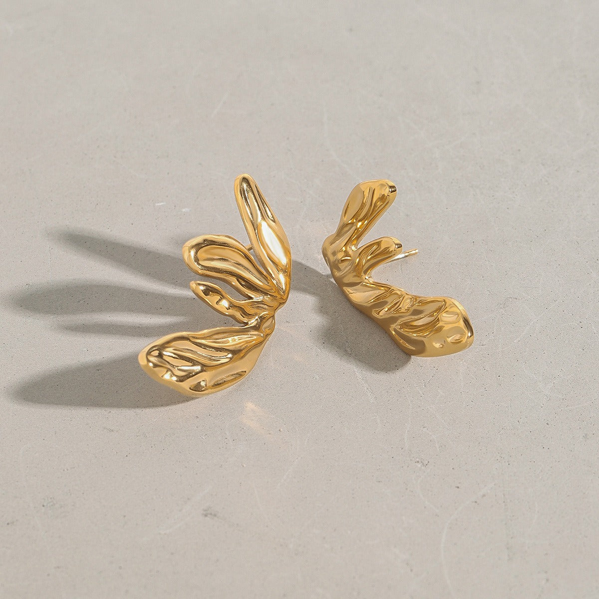 18K gold geometric wings design trendy personality earrings