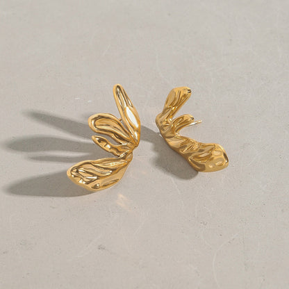 18K gold geometric wings design trendy personality earrings