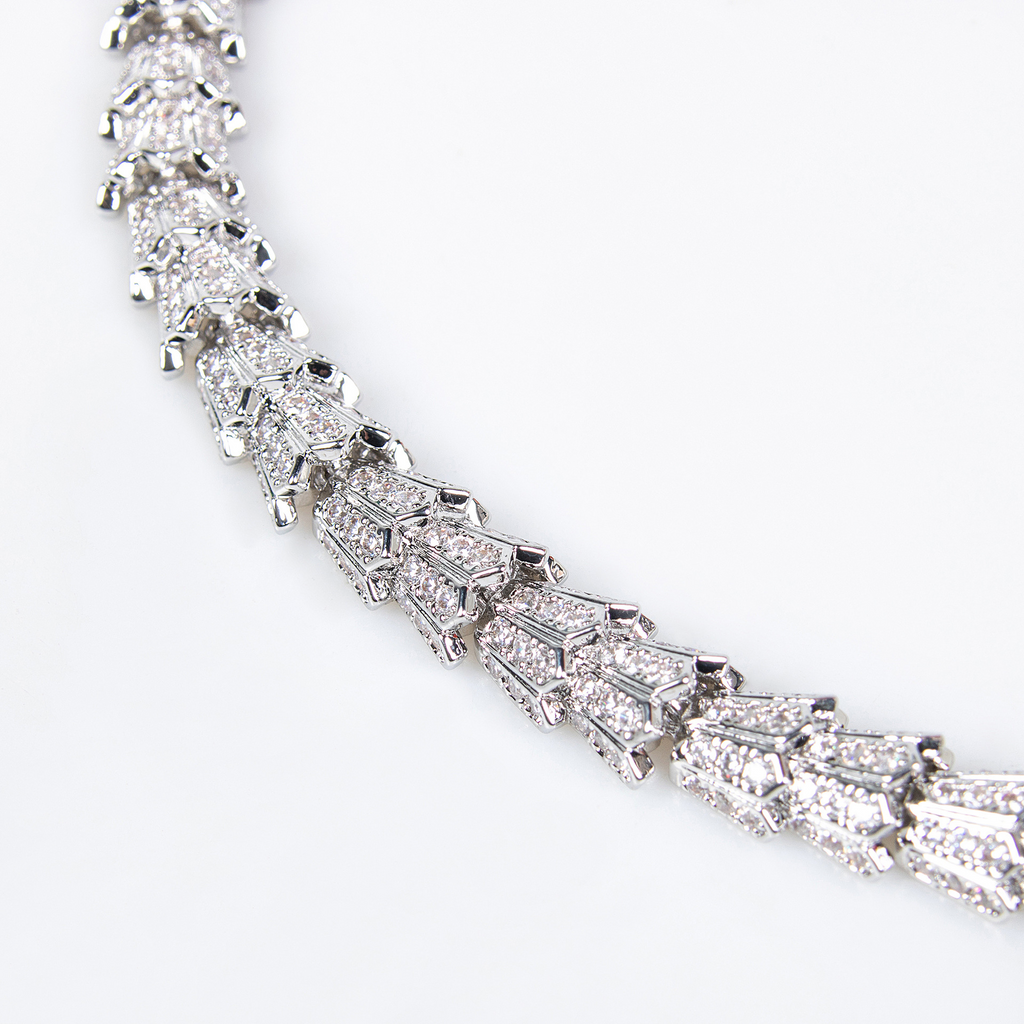 Serpentine Teardrop Tassel Zircon Earrings & Necklace Set