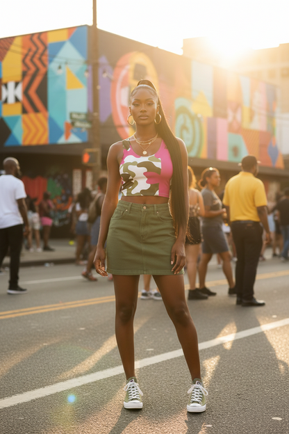Pink Camo Crop Top
