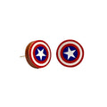 American Shield Star Stud Earrings Patriotic Red White