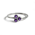 Amethyst Cluster Sterling Silver Ring Thin Band Adjustable