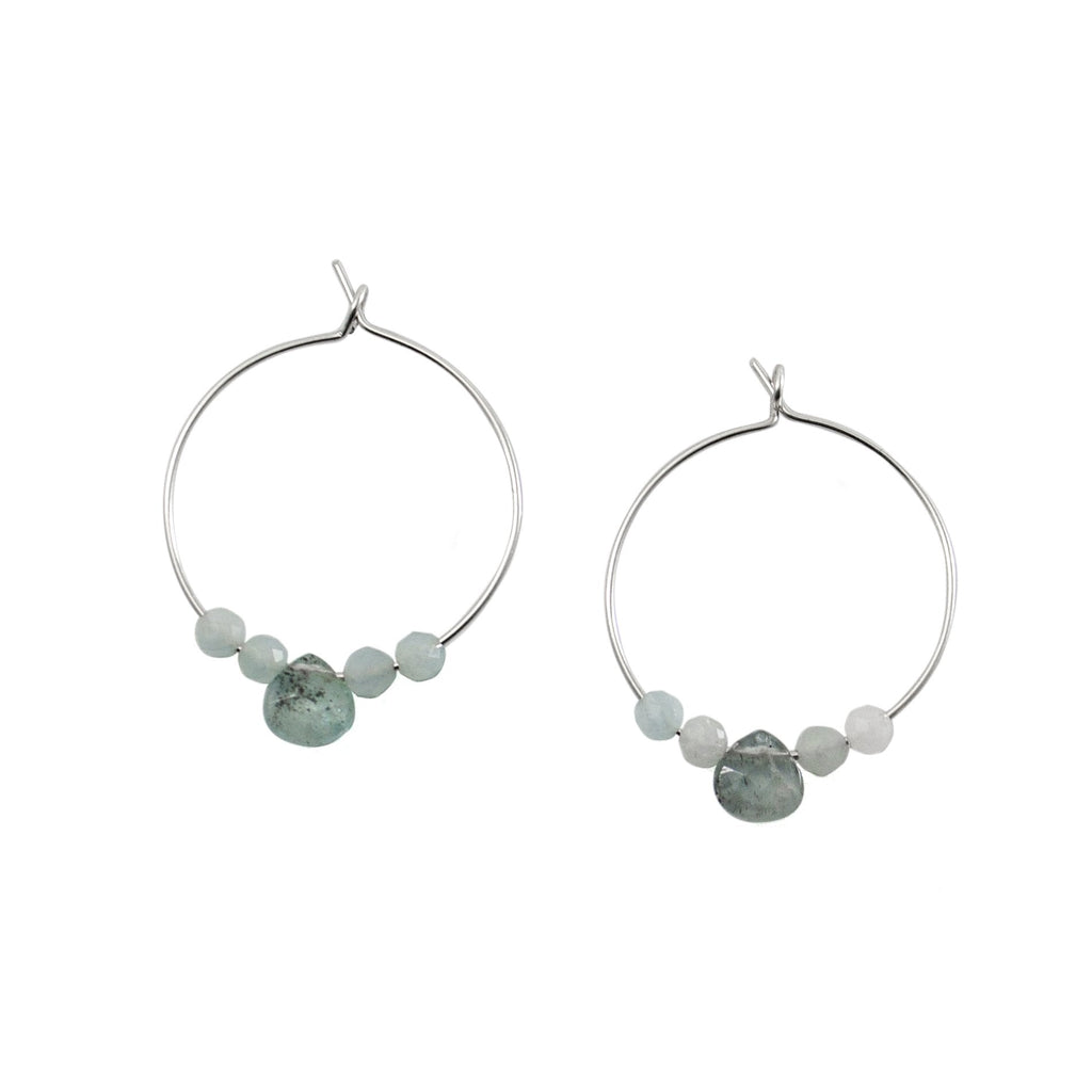 Aquamarine Sterling Silver Hoop Earrings With Gemstone