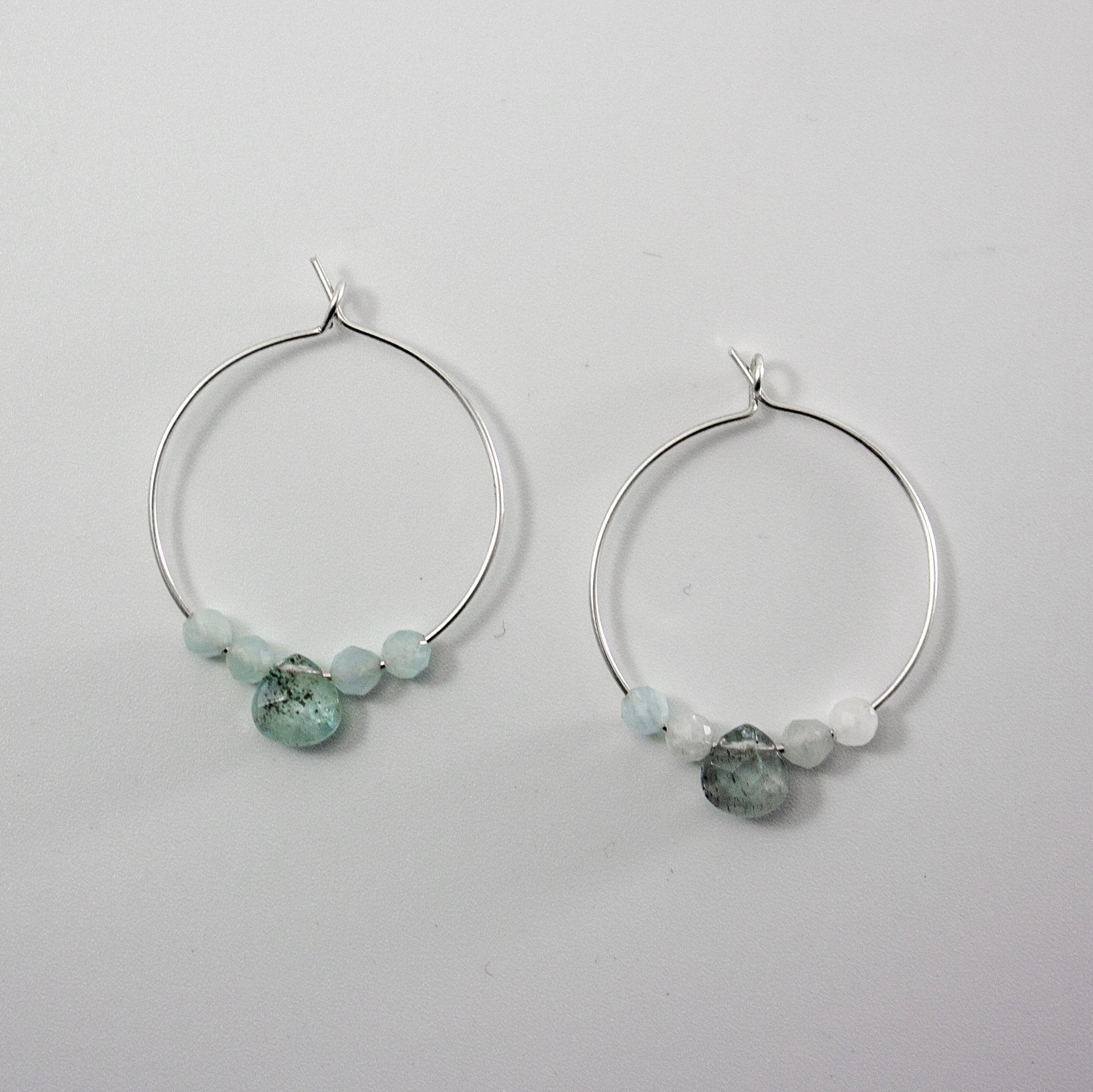 Aquamarine Sterling Silver Hoop Earrings With Gemstone