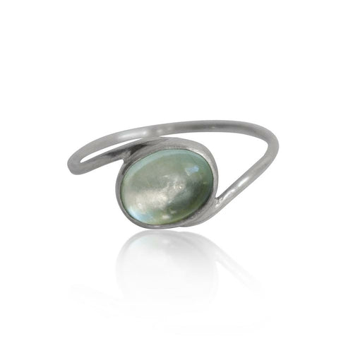 Aquamarine Sterling Silver Ring 925 Cabochon Band Delicate