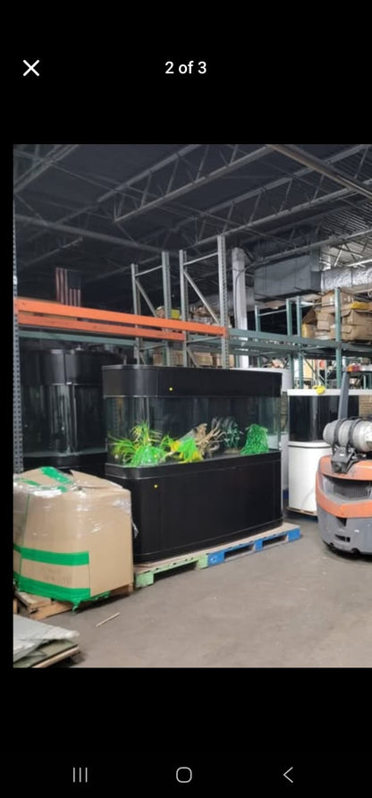 Display Model | 215g Seamless Glass Bowfront Reef-Ready Aquarium Set in Abyss Black