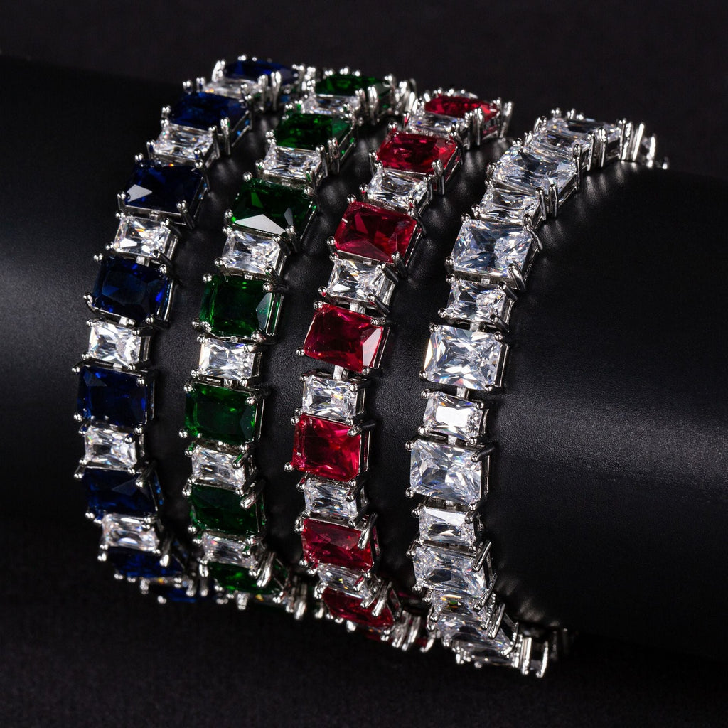 Enamel-Accented Square Micro-Pavé Zircon Bracelet