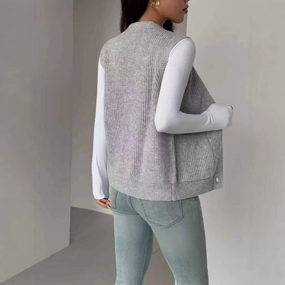 Women's Loose Single-Breasted Knit Sweater Vest