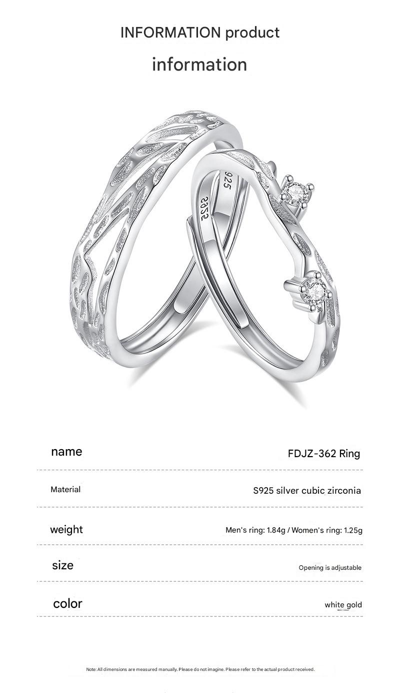 S925 sterling silver Chinese style couple engagement ring