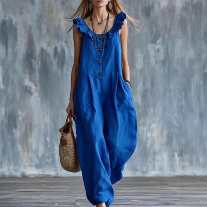 Women's Sleeveless Button-Down Tank Jumpsuit