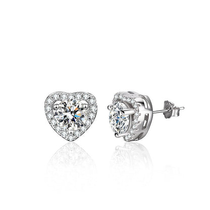 S925 romantic heart-shaped sterling silver earrings