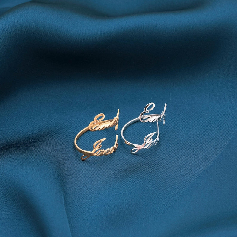 Customized Double Name Open Ring