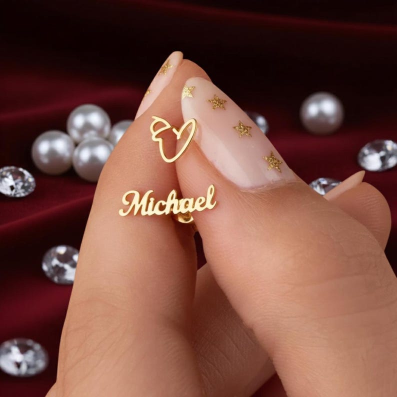 Custom Engraved Script Name Stud Earrings