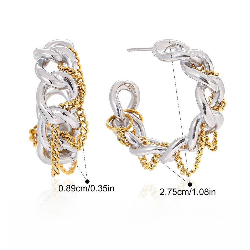 18K gold autumn/winter high-end tassel stud earrings