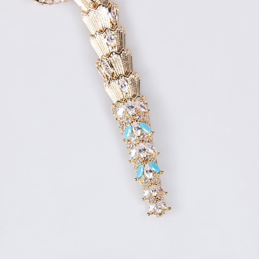 S925 Silver and Zircon Snake-Design Necklace and Earrings Jewelry Set