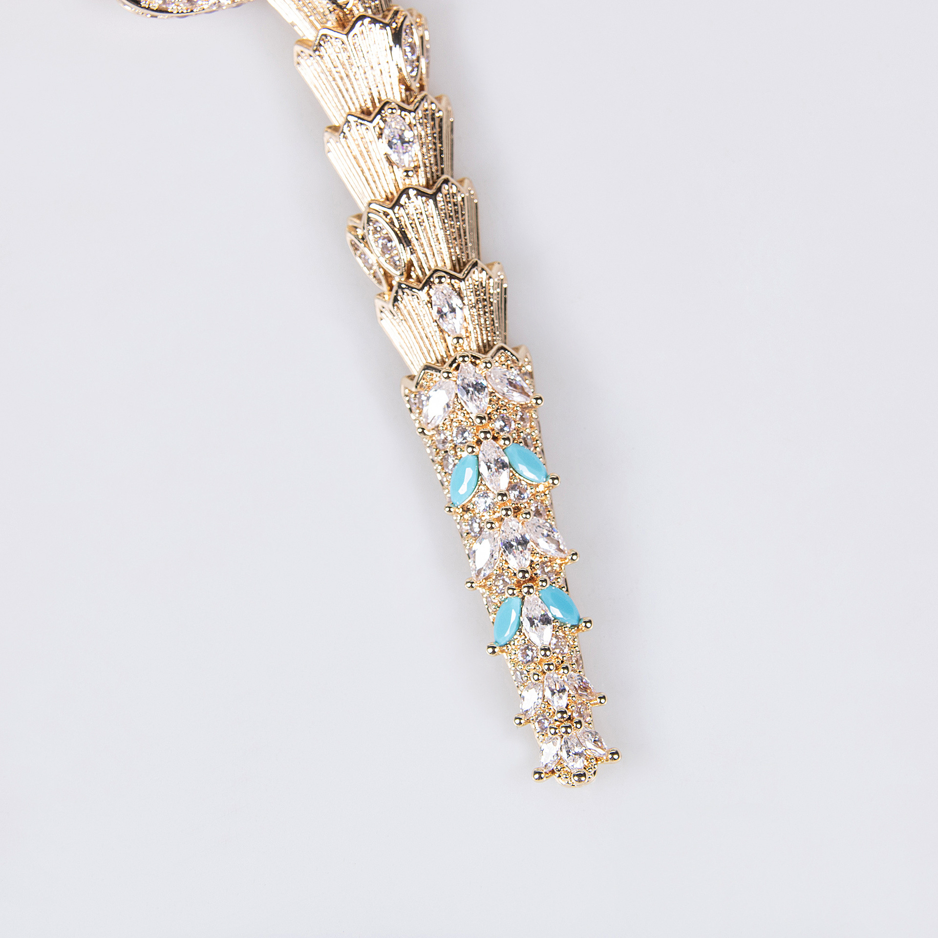 S925 Silver and Zircon Snake-Design Necklace and Earrings Jewelry Set