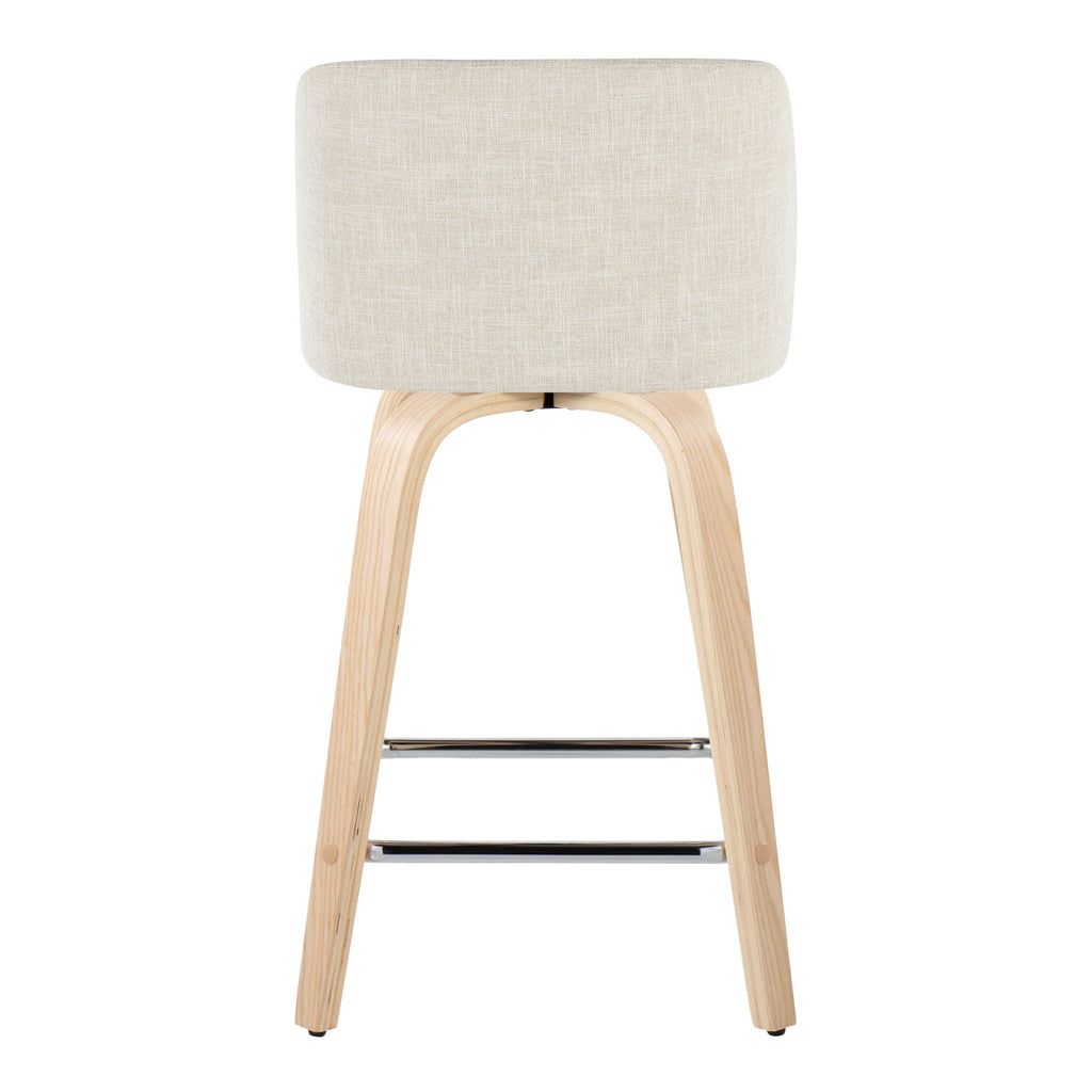 Toriano - Contemporary Fixed Height Counter Stool Swivel With Square Footrest (Set of 2)