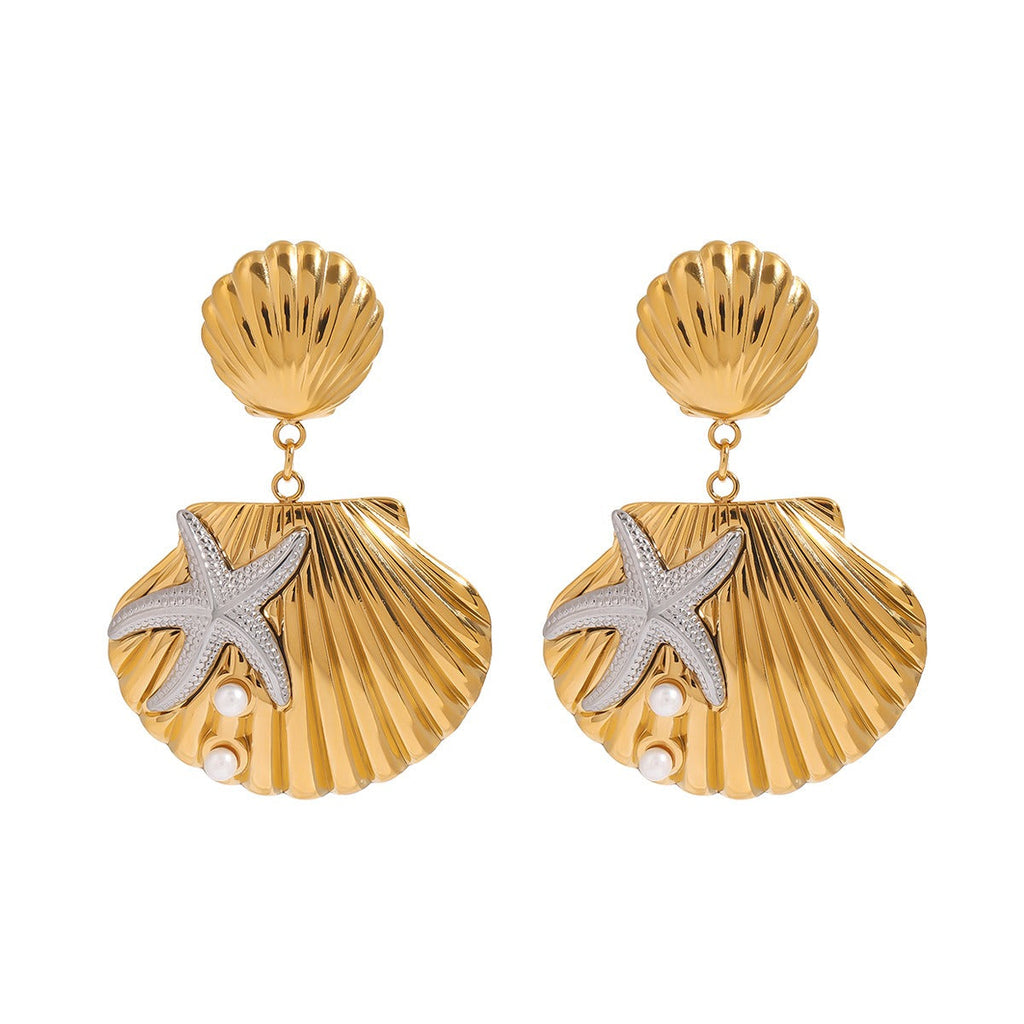 18K shells and starfish design exquisite and unique earrings