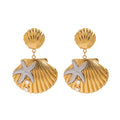 18K shells and starfish design exquisite and unique earrings