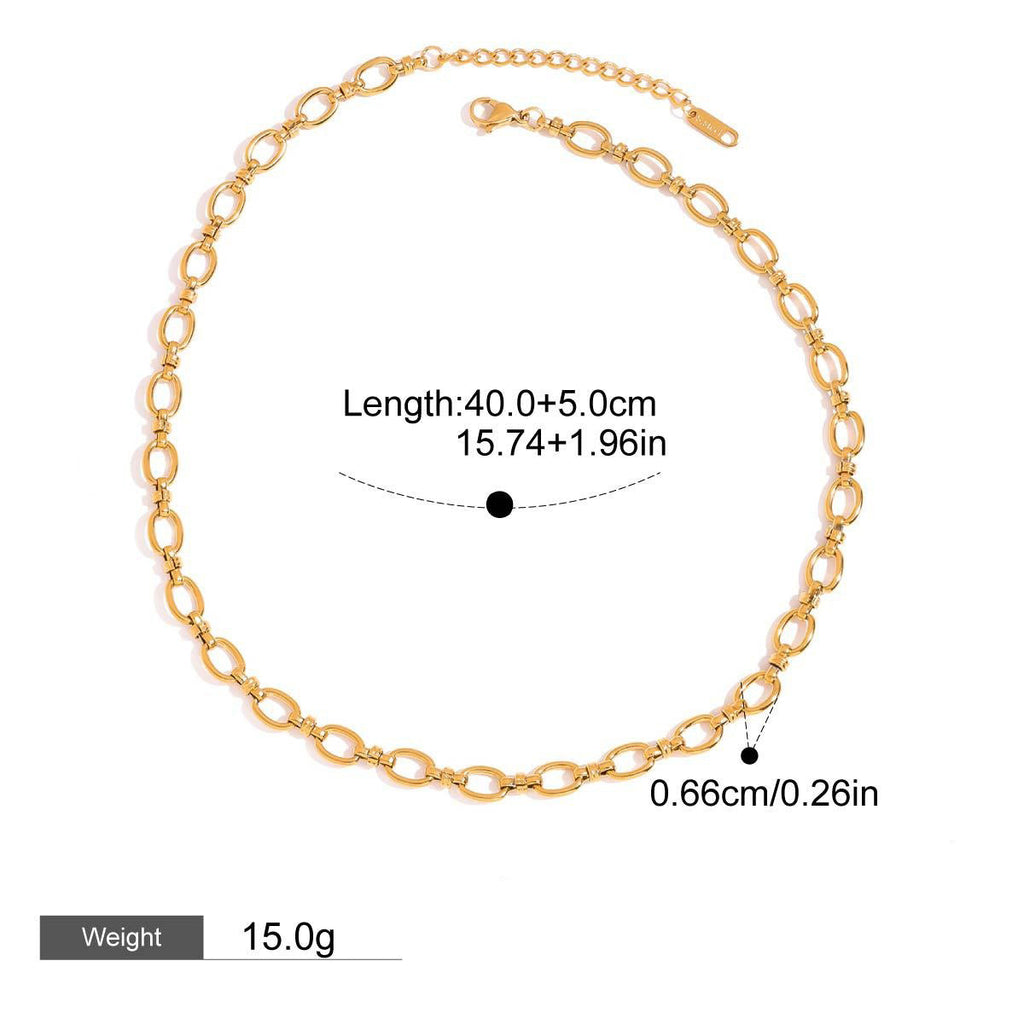 18K gold chain with gold and silver color matching design simple and elegant necklace