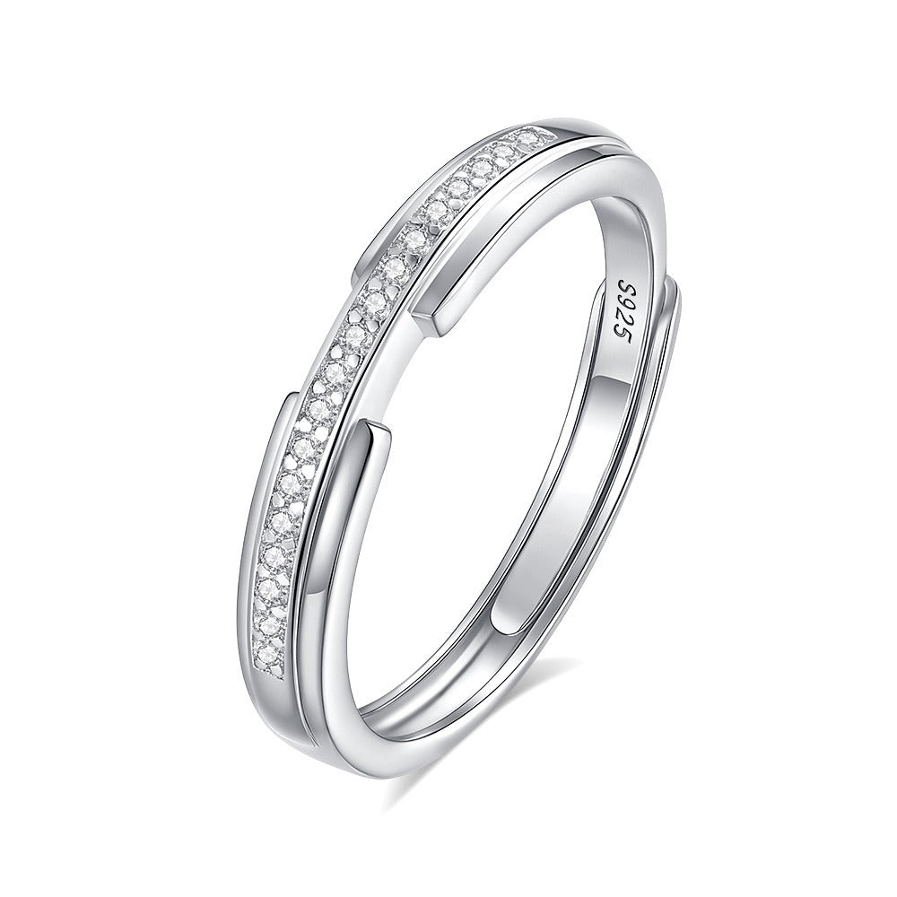 S925 silver diamond couple ring