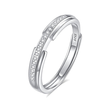S925 silver diamond couple ring