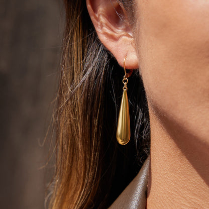 18K gold teardrop metal earrings