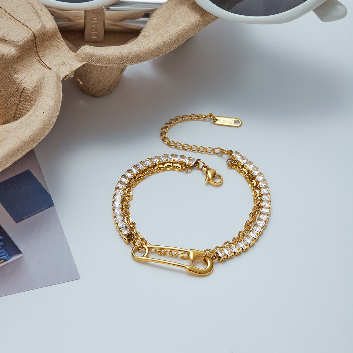 18K gold light luxury high-end zircon bracelet