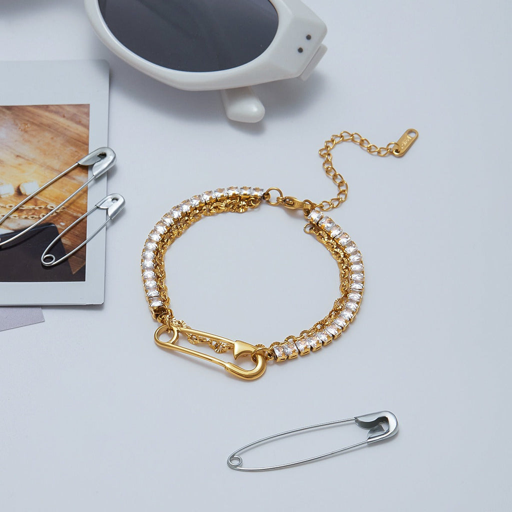 18K gold light luxury high-end zircon bracelet