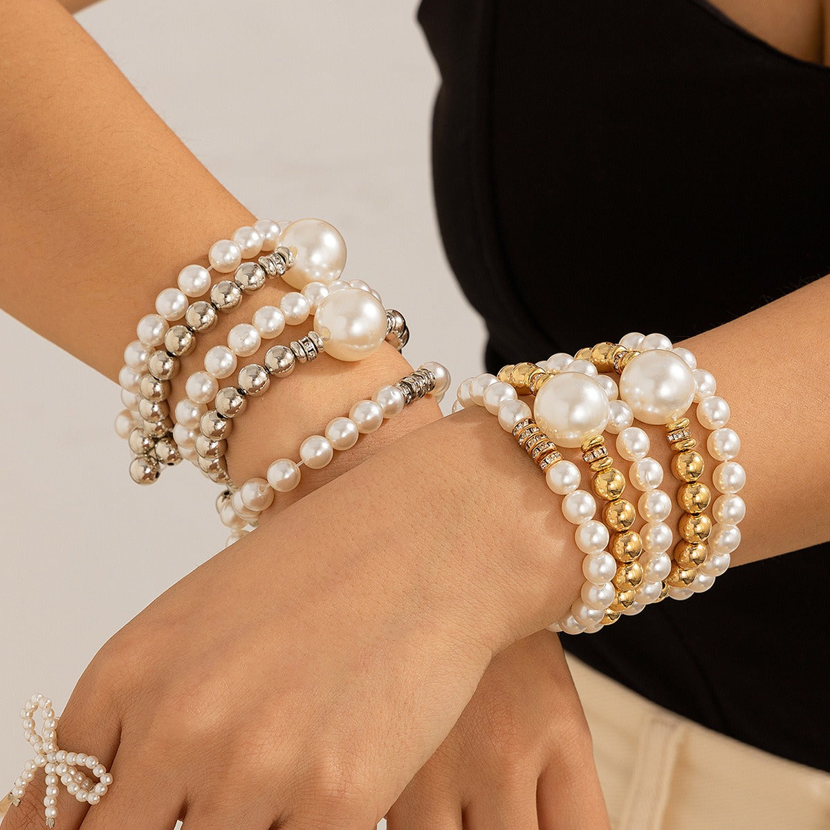 18k gold pearl stacking bracelet