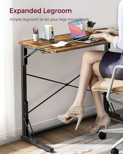 31.5 Inch Collapsible Tray Desk Rustic Brown Premium Finish
