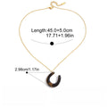 18K Stainless Steel Horseshoe U-shaped Tiger's Eye and Malachite Pendant Necklace