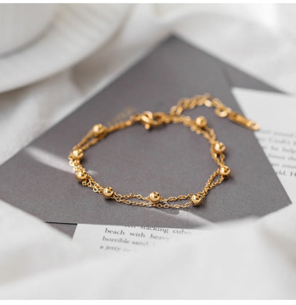 18K gold double-layer titanium steel anklet