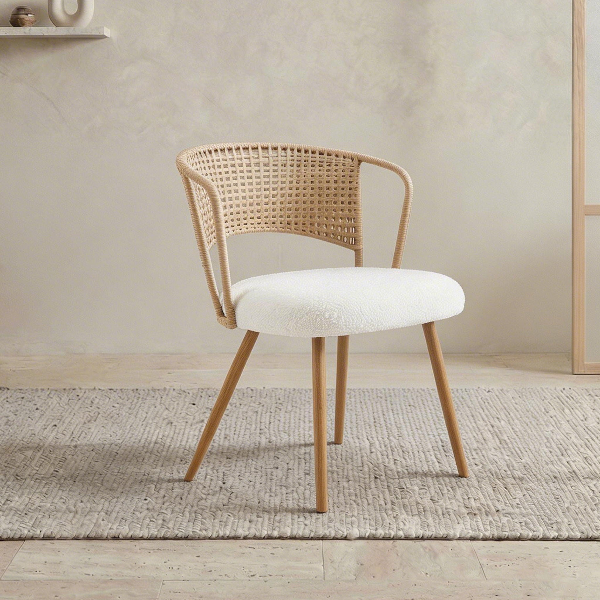 Dining Chairs With Wing Back Design For Kitchen (Set of 2) - Beige / Brown