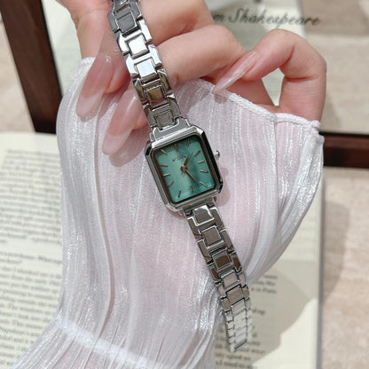 Simple Square Sugar Shaped Steel Band Mother Of Pearl Womens Watch