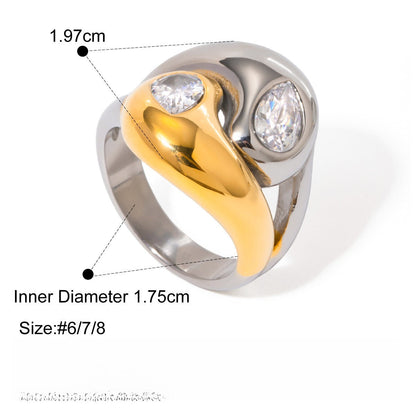 18K Gold Luxury Pearl Titanium Steel Ring