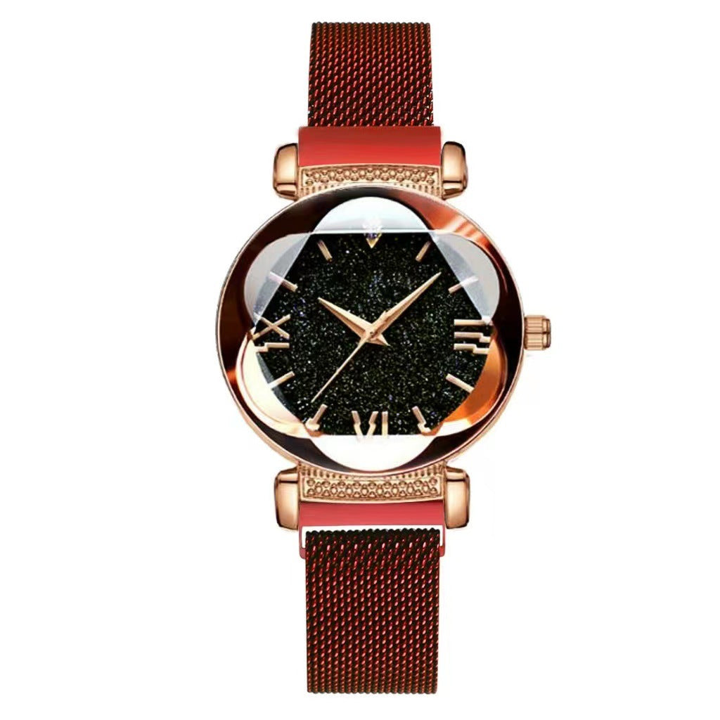 Magnetic-steel Starry Sky Roman-style Women's Watch With Versatile Milanese Strap