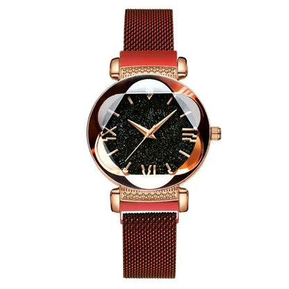Magnetic-steel Starry Sky Roman-style Women's Watch With Versatile Milanese Strap