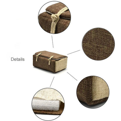 Bag Linen Fabric Button Design Pot Cups Tea Set Organizer