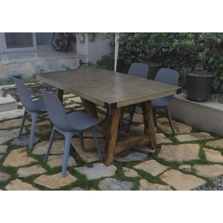 Lightweight Concrete Rectangular Dining Table Yellow Pine Legs Barocco Valhalla 39x79