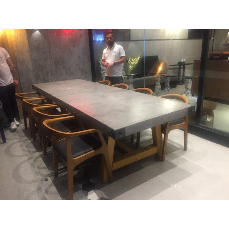 Lightweight Concrete Rectangular Dining Table Barocco Valhalla - 43x130x29.5 inches