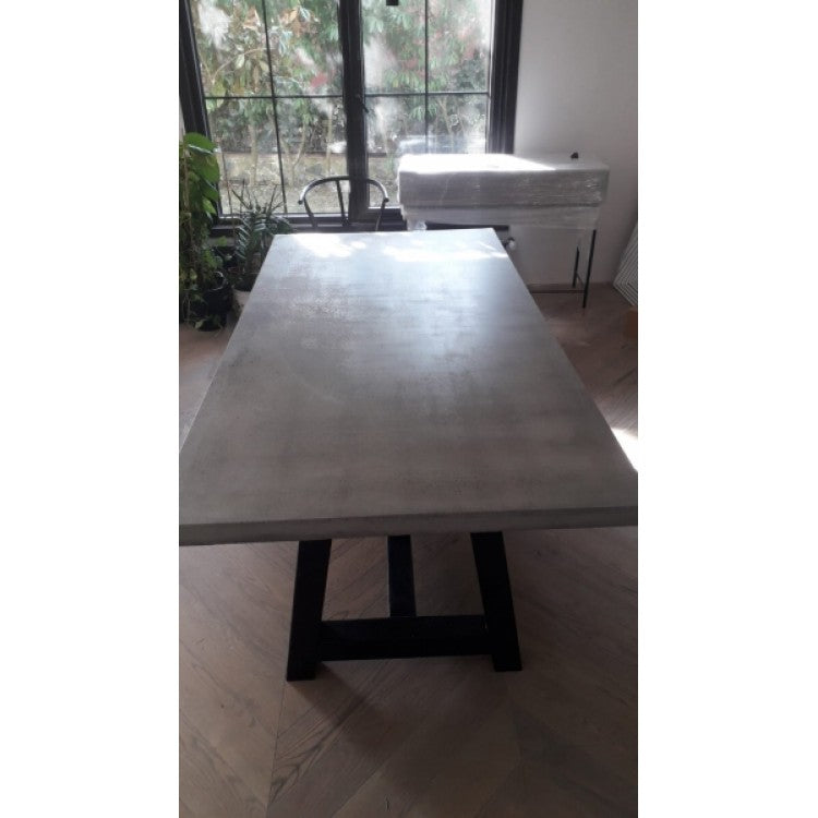 Lightweight Concrete Barocco Dining Table - Industrial Modern 39W x 94.5L x 29.5H