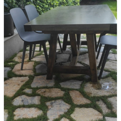 Lightweight Concrete Rectangular Dining Table Barocco Valhalla Design 47x142x29.5