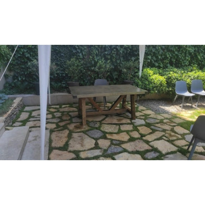 GFRC Concrete Rectangular Dining Table 39W x 118L - Industrial Yellow Pine Legs