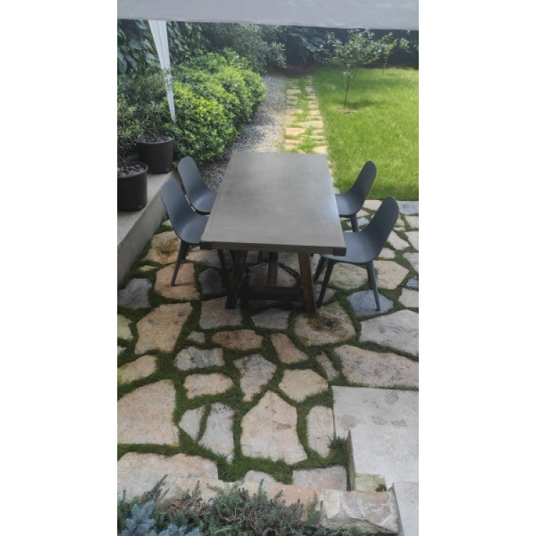 Lightweight Concrete Rectangular Dining Table Barocco Valhalla - 43x130x29.5 inches