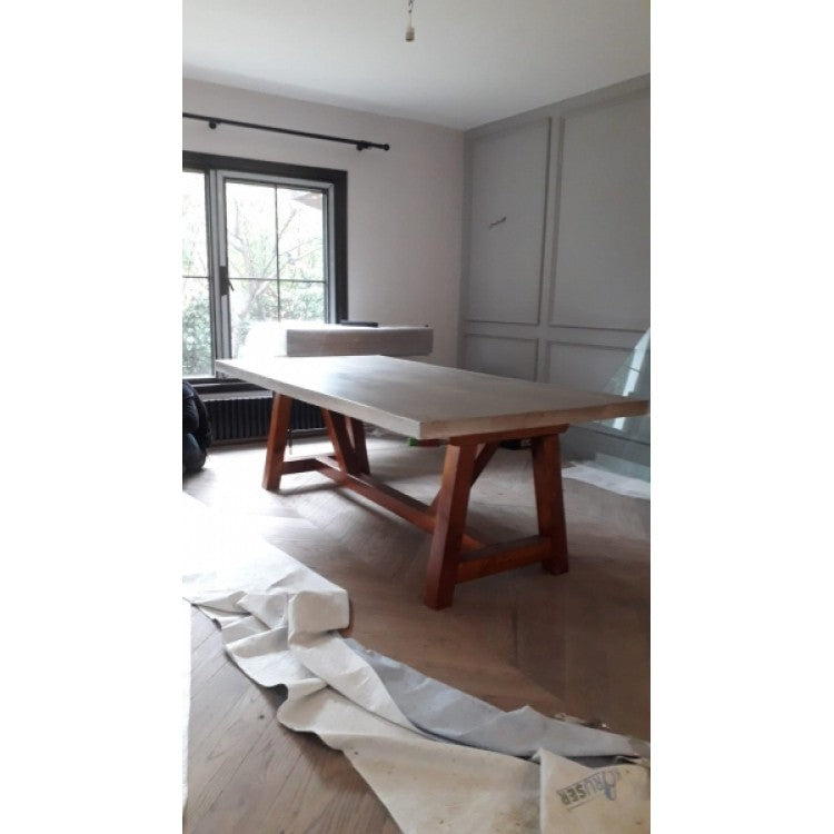 Lightweight Concrete Rectangular Dining Table Barocco Valhalla - 43x130x29.5 inches