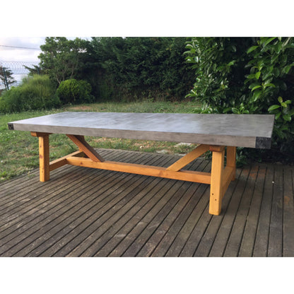 Lightweight Concrete Rectangular Dining Table Barocco Valhalla - 43x130x29.5 inches